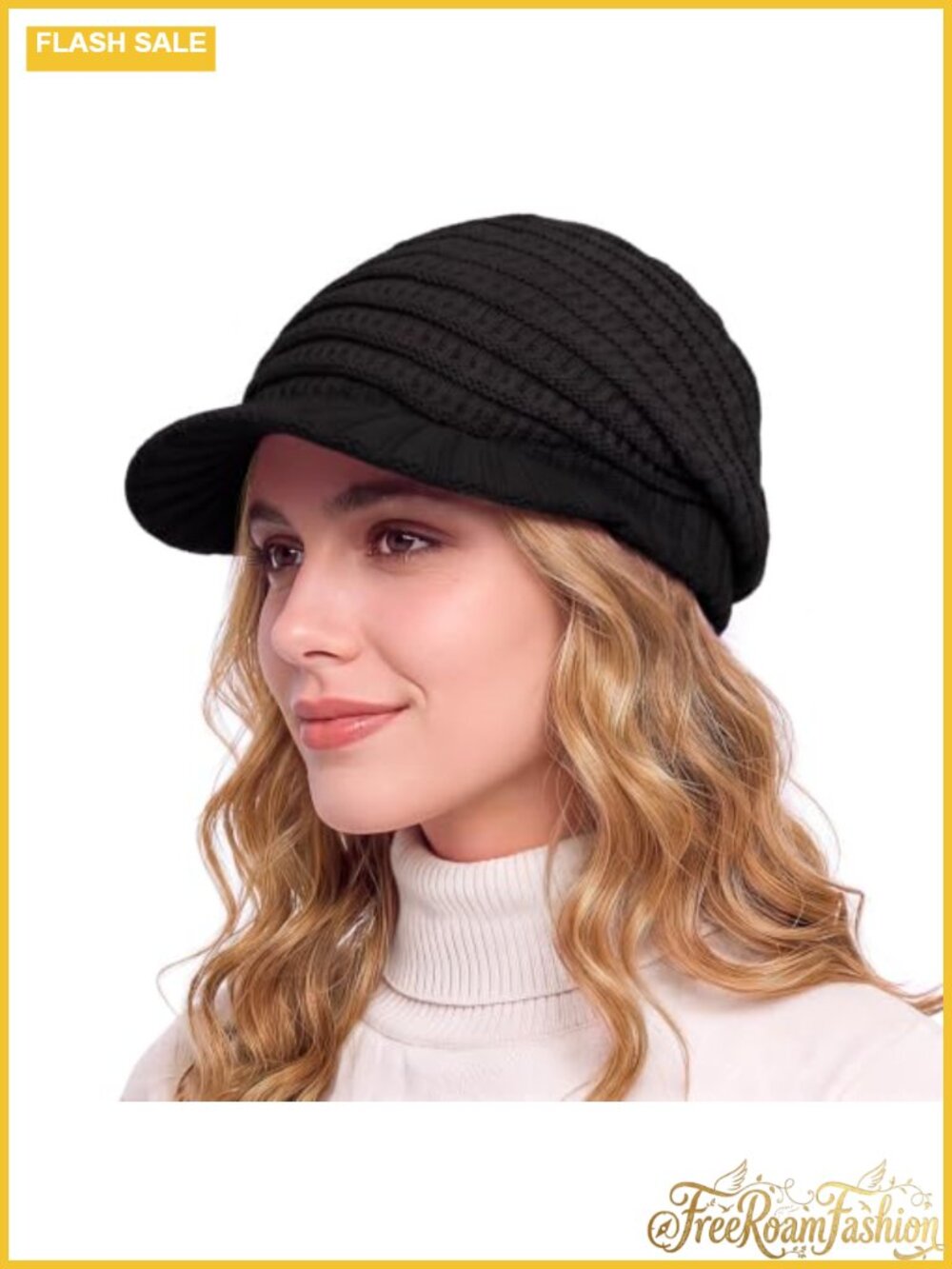 Satin Lined Slouchy Beanie Brim Relaxed Fit Winter Knit Hat